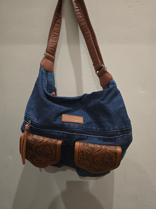 Blue jean wrangler cross body/ backpack