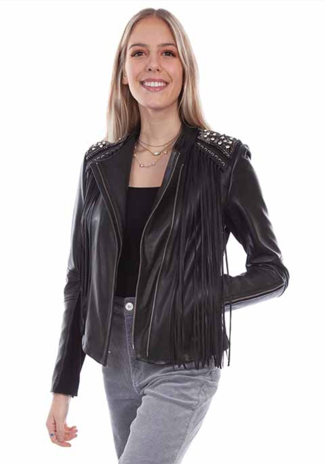 Black Long Fringe Leather Jacket