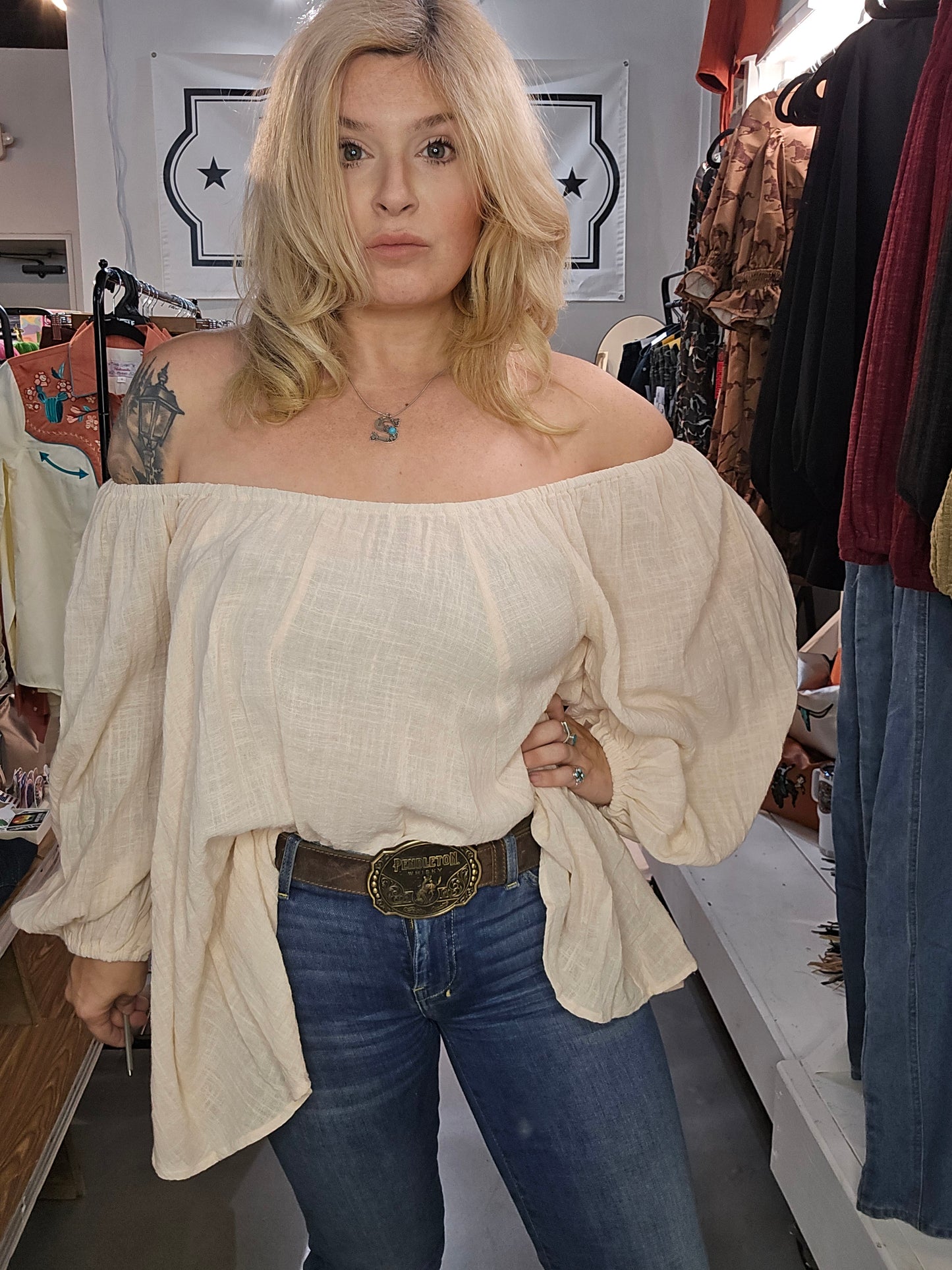 Cream Boho Top