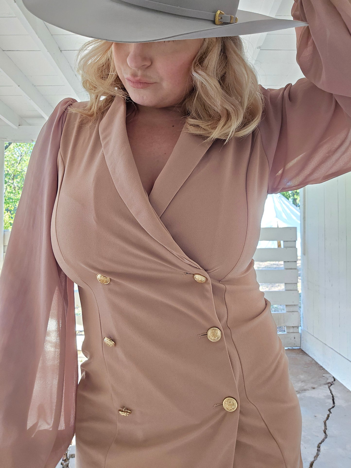 Tan blazer dress