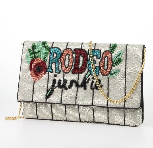 Rodeo Junkie Seed Beads Flap Clutch Bag - rodeo purse - Pistols 'n Petticoats - #westernboutique# - #westernfashion#