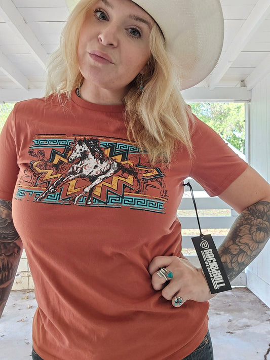 Rust Horse Graphic Tee - Pistols 'n Petticoats - #westernboutique# - #westernfashion#