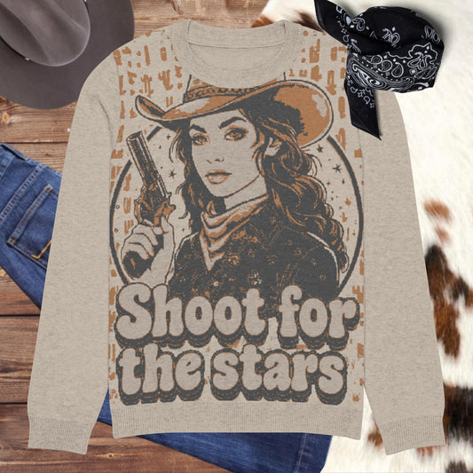 Shoot for the Stars Knitted crew neck sweater - Pistols 'n Petticoats - #westernboutique# - #westernfashion#
