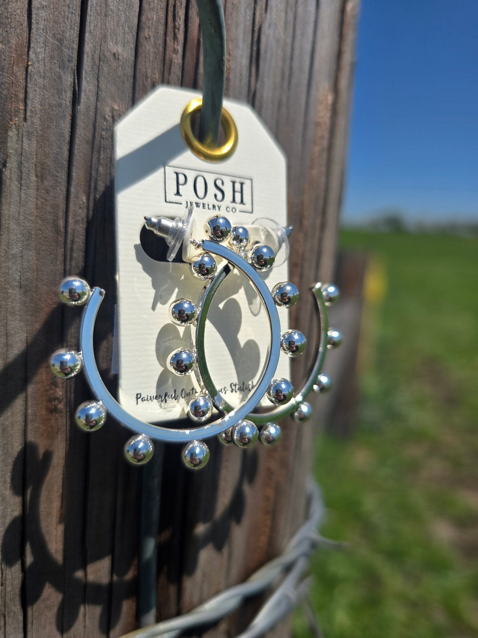 Silver Riveted Hoops - Pistols 'n Petticoats - #westernboutique# - #westernfashion#