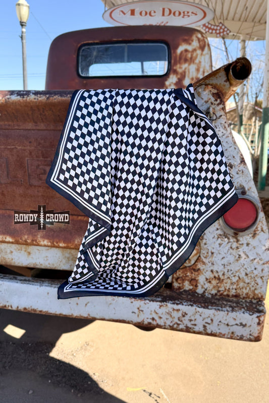 SMALL Black Checkered Out Wild Rag/ Scarf - Pistols 'n Petticoats - #westernboutique# - #westernfashion#