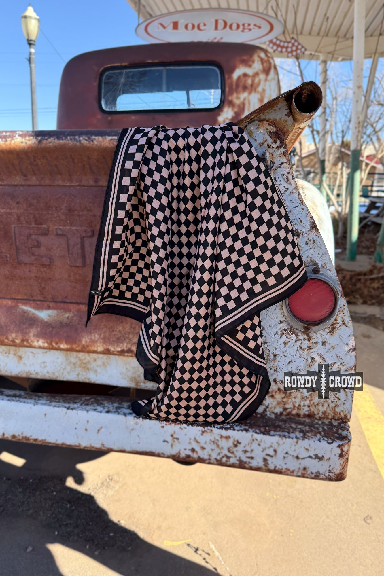SMALL Tan Checkered Out Wild Rag/ Scarf - Pistols 'n Petticoats - #westernboutique# - #westernfashion#