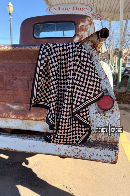 SMALL Tan Checkered Out Wild Rag/ Scarf - Pistols 'n Petticoats - #westernboutique# - #westernfashion#