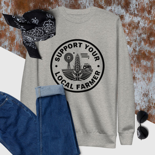 Support Farmers Unisex Premium Sweatshirt - Pistols 'n Petticoats - #westernboutique# - #westernfashion#