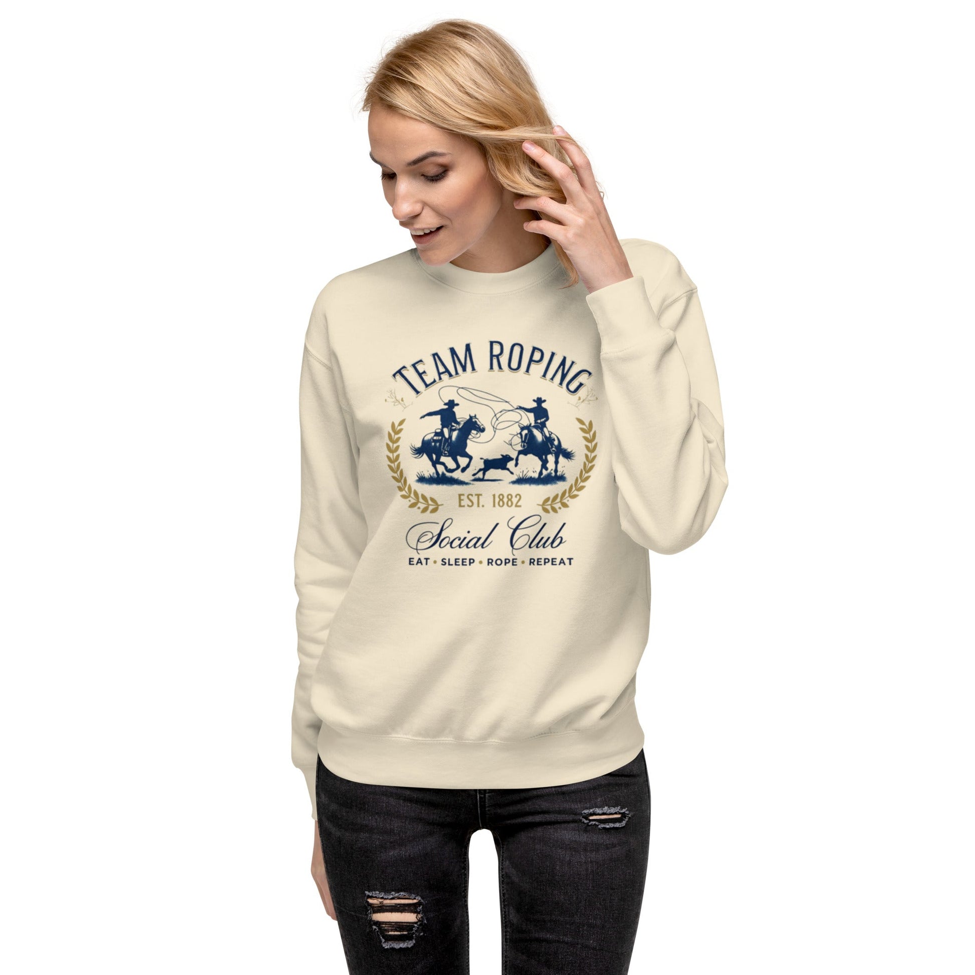 Team Roping Unisex Premium Sweatshirt - Pistols 'n Petticoats - #westernboutique# - #westernfashion#