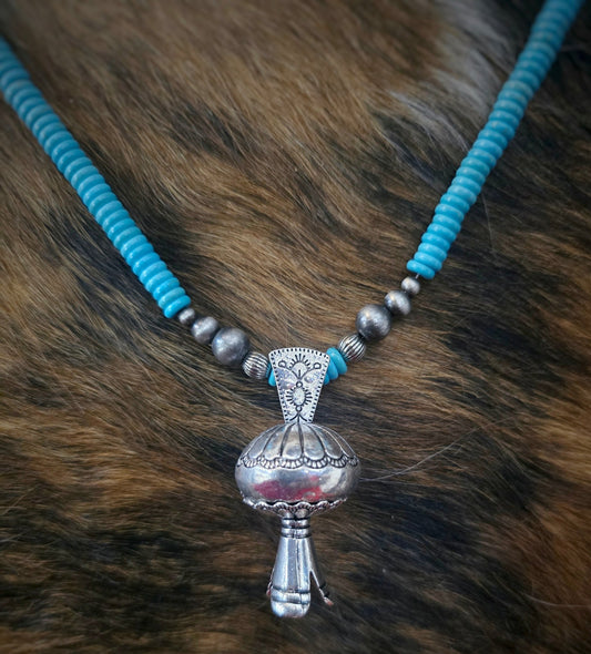 Turquoise Beads Statement Necklace - Pistols 'n Petticoats - #westernboutique# - #westernfashion#