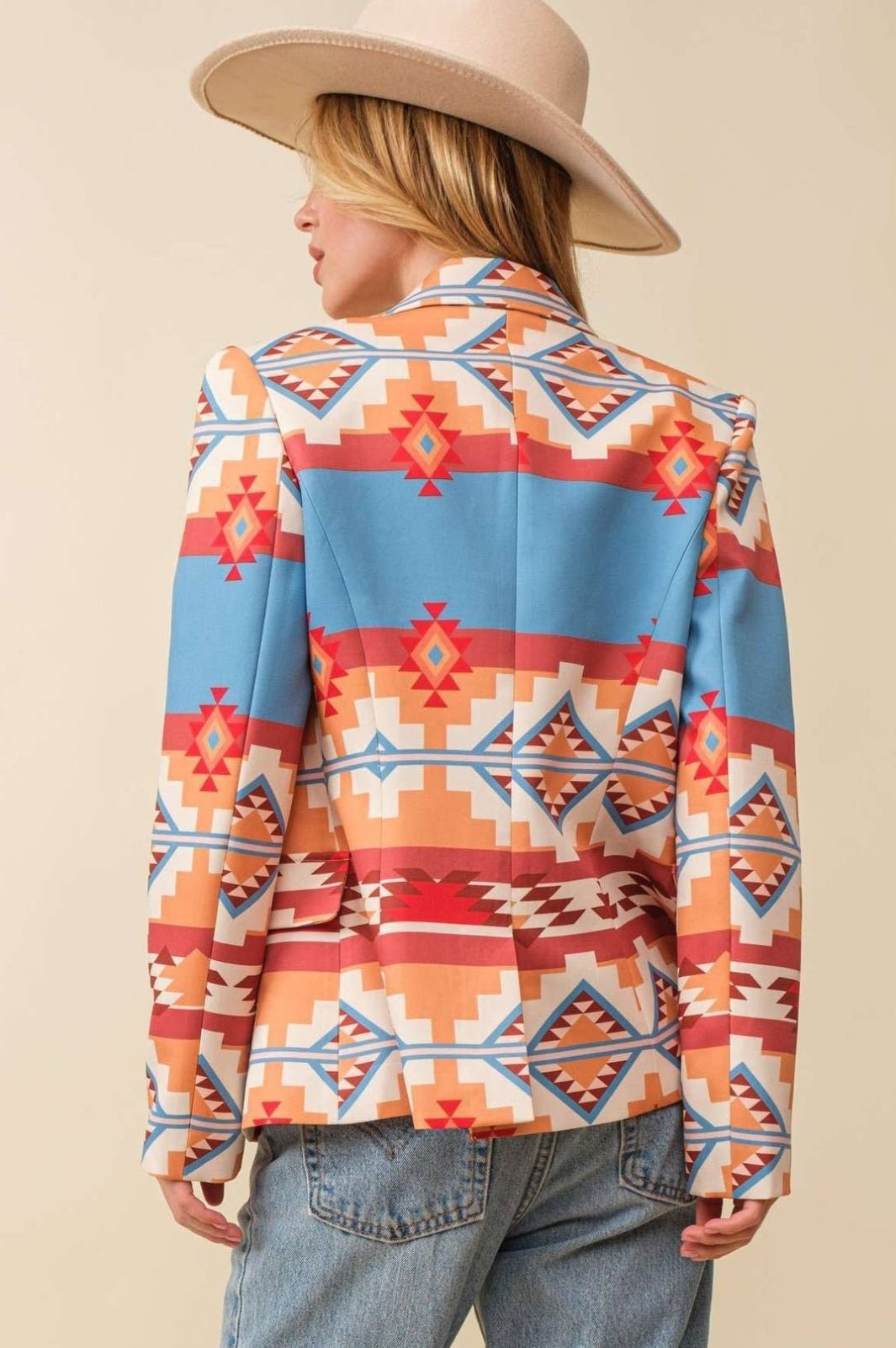 Western Aztec Printed Blazer - western blazer - Pistols 'n Petticoats - #westernboutique# - #westernfashion#