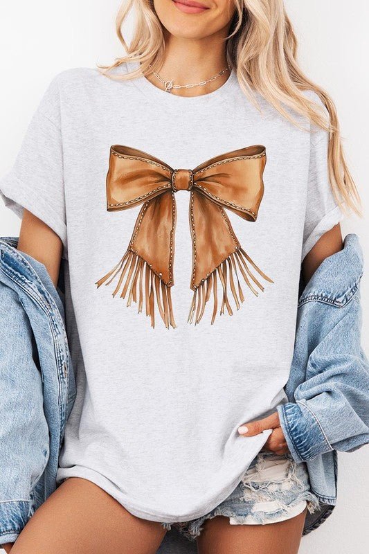 Western Cowgirl Bow Graphic Heavy Cotton Tee - Pistols 'n Petticoats - #westernboutique# - #westernfashion#