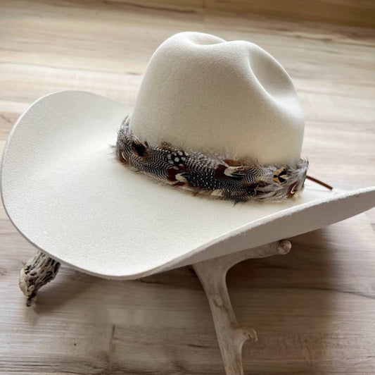 Western Feather Spotted Eagle Hat Band - cowboy hat bands - Pistols 'n Petticoats - #westernboutique# - #westernfashion#