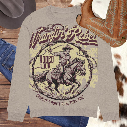 Wrangle' Rebel Knitted crew neck sweater - Pistols 'n Petticoats - #westernboutique# - #westernfashion#