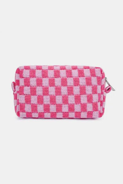 Zenana Checkered Pattern Knitted Cosmetic Pouch - Pistols 'n Petticoats - #westernboutique# - #westernfashion#